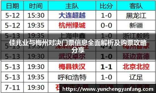 佳兆业与梅州对决门票信息全面解析及购票攻略分享